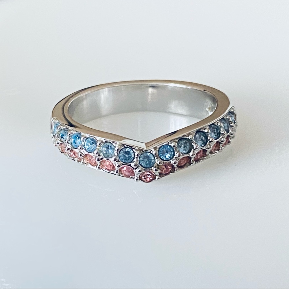 Swarovski Silver Pave Ring with Intricate Design size 54mm